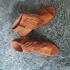 CATO fringe peep toe booties size 11
